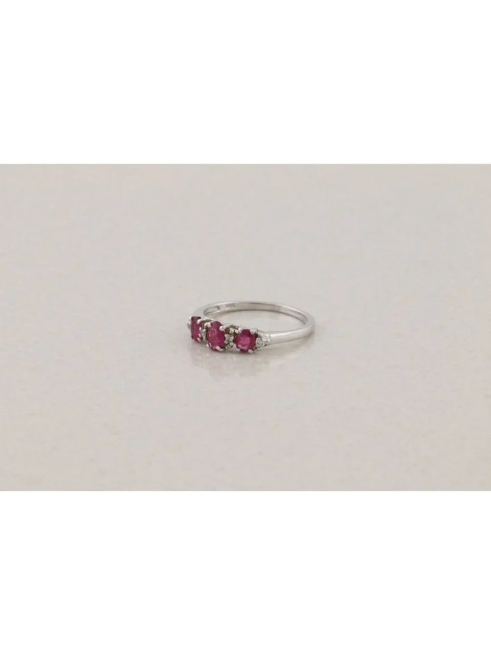 Sterling Silver Natural Ruby and White Zircon Ring Size 6 1/4 Woman Teen Child